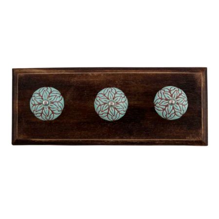 Amarylis Floral Etched Ceramic Wooden Hooks